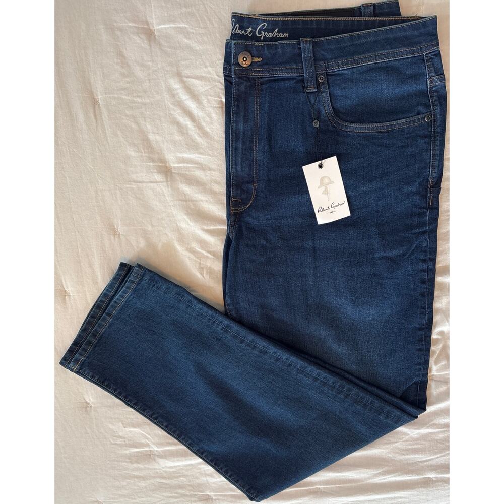 NWT Robert Graham Lance Jeans Indigo Dark Blue Size 40x34 Pants $168
